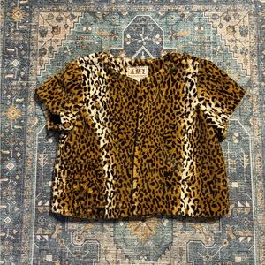AMI Leopard Faux Fur Shrug, Size PM